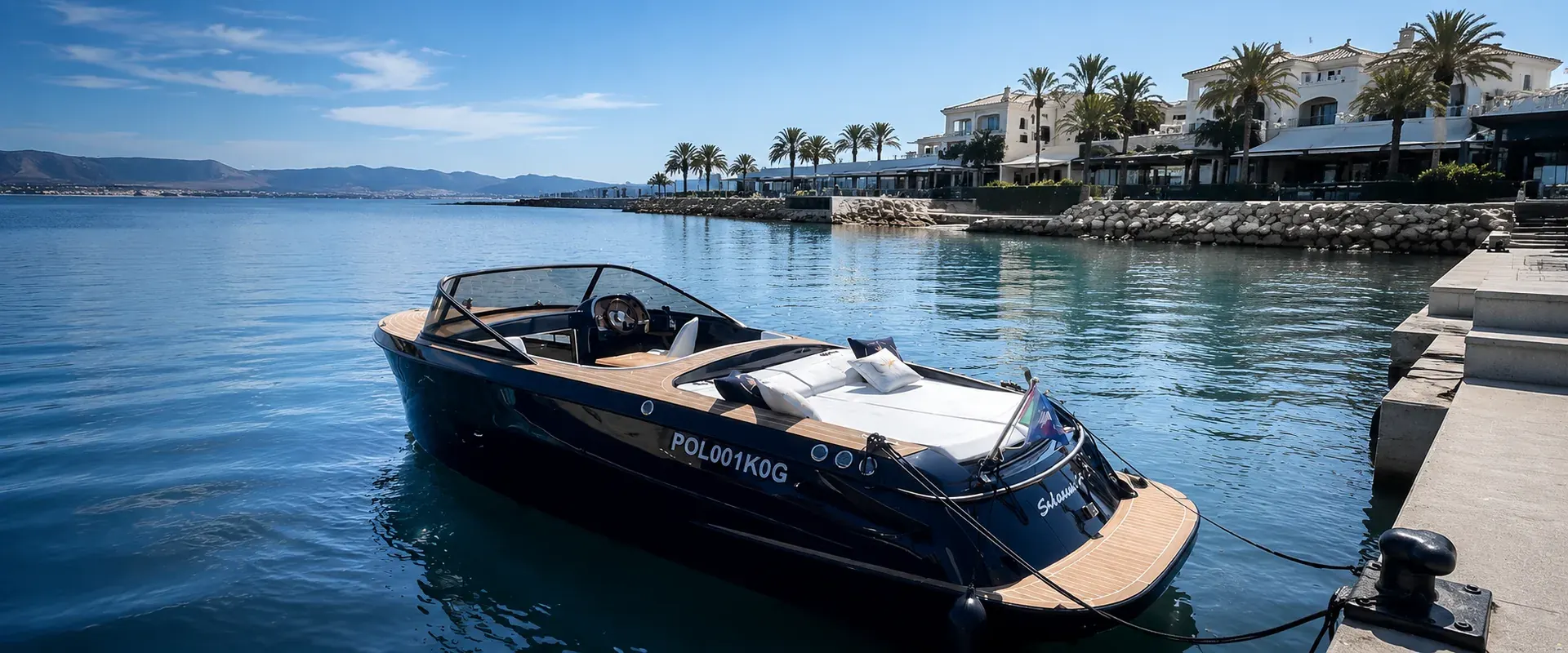 Silesian 700 motor yacht moored in a marina
