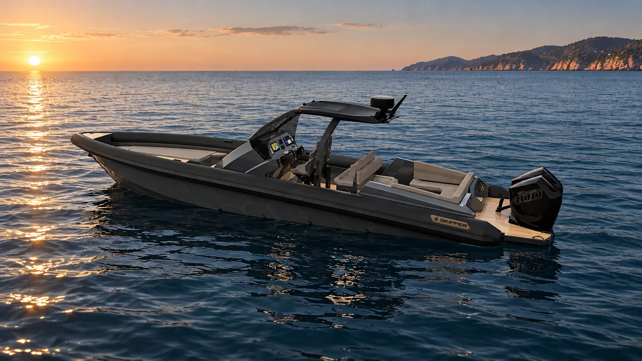 Skipper 38NC+ RIB at sea at sunset